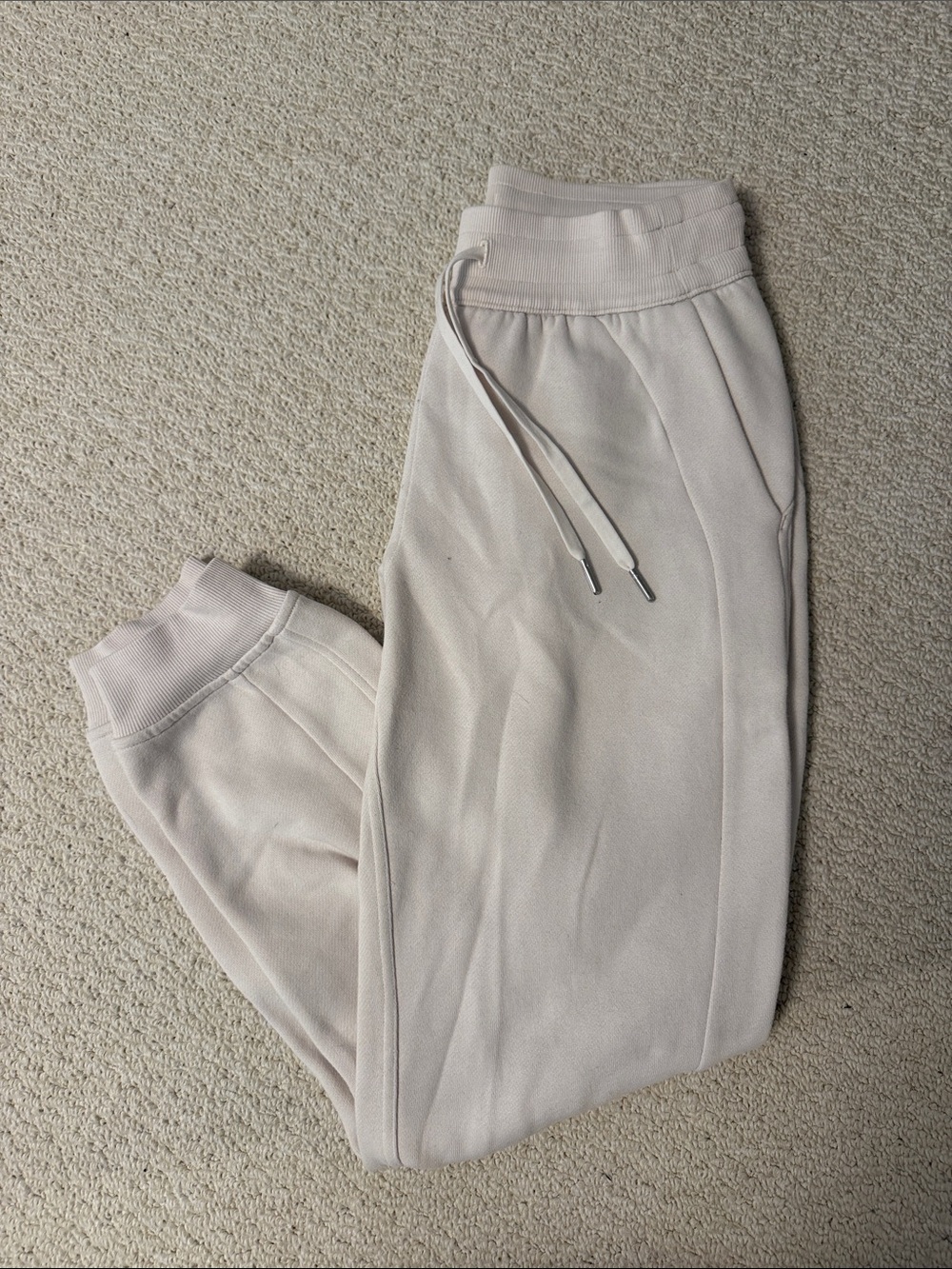 Lulu Lemon Cotton Joggers in Beige/Cream